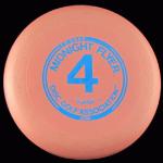 MODEL - 1980 Frisbee DGA Midnight Flyer 41 Mold.
COLOR - Pink 
WEIGHT - Unknown
CONDITION - Used
COMMENT -Small crack in the flight plate