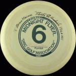 MODEL - 1980  Frisbee DGA Midnight Flyer 40 Mold
WEIGHT - 157gr
CONDITION - Used
COMMENT - Ed Headrick autographed in 1989

