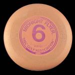 MODEL - 1981 Frisbee DGA Midnight Flyer 70 Mold.
COLOR - Pink 
WEIGHT -157gr
CONDITION - Used
COMMENT - Autographed by Ed Headrick in 1989