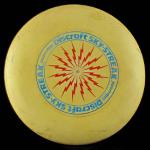 MODEL - Discraft Sky-Streak sportdisc
COLOR - White/ Red and Blue Hot Stamp
WEIGHT/SIZE -178gr/22.5cm
MAX WEIGHT - 186gr
CONDITION - Used
COMMENT - Discrafts first weighted disc with durable plastic