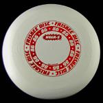MODEL - Wham-O 86 Mold
COLOR - White/Red Hot Stamp
WEIGHT/SIZE -Unknown//21cm
MAX WEIGHT - 190gr
CONDITION - New
COMMENT - 86 Mold resized with beveled edge weighted up for Disc Golf