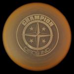 MODEL - Champion Discs Inc. Prototype Ealge
COLOR - Orange/Gold Hot Stamp
WEIGHT/SIZE -150gr/22cm
MAX WEIGHT - 179gr
CONDITION - New
COMMENT - First PDGA legal bevel edged disc