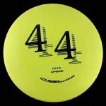 This is a 44 mold. It is yelow with a black hot stamp and weighs 180gr.
